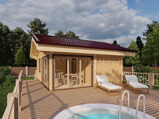 Дом из бруса проект ТЕРРАНЬИ 27,30м2 5,6х5,6