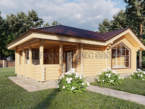 Дом из бревна проект БОВЕ 63,9м2 6,3х11,3