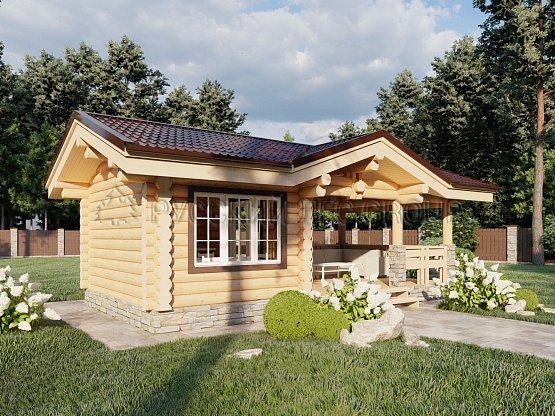 Дом из бревна проект ИСОДЗАКИ 32,3м2 4,0х8,0