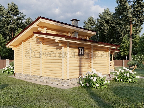 Дом из бревна проект МОНФЕРРАН 69,0м2 8,0х14,0