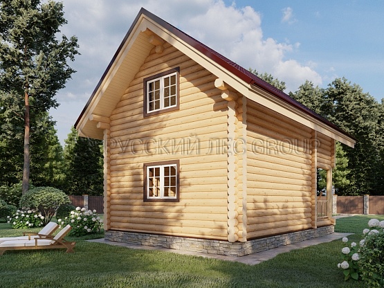 Дом из бревна проект ШЕББИ 77,7м2 5,5х8,0
