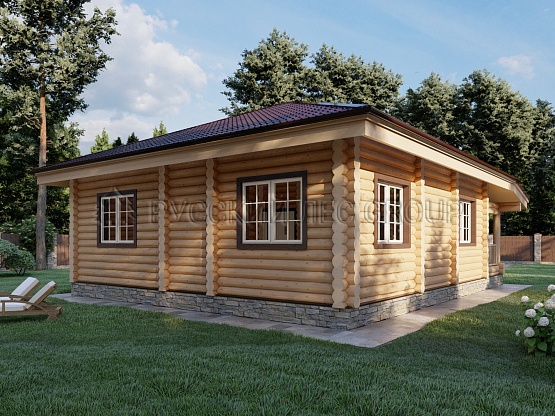 Дом из бревна проект АНДРЕАС 82,4м2 9,0х9,0