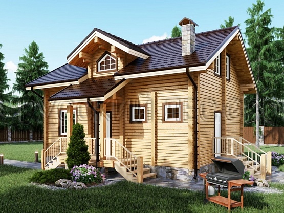 Дом из бруса проект ТОМАН 111,0м2 7,0х8,8