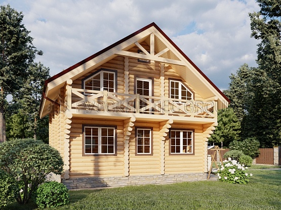 Дом из бревна проект ГАБРИЭЛЬ 127,3м2 8,0х8,0