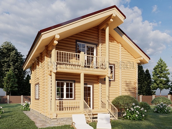 Дом из бревна проект СКАПОЛИТ 122,8м2 8,2х8,2