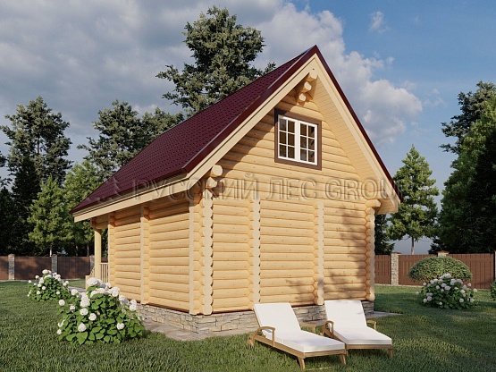 Дом из бревна проект АНРИ-ЧАША 70,9м2 5,5x7,5