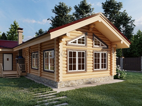 Дом из бревна проект АЛЕКСАНДРИТ 74,0м2 7,5х15,75
