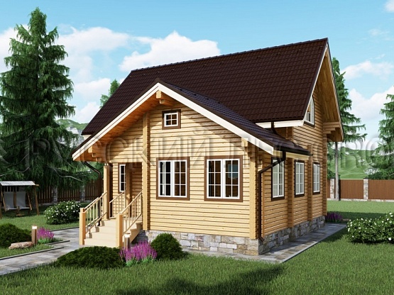 Дом из бруса проект ФЬОРОВАНТИ 96,5м2 10,00х8,50