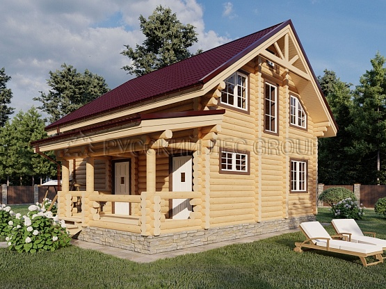 Дом из бревна проект ГАБРИЭЛЬ 127,3м2 8,0х8,0