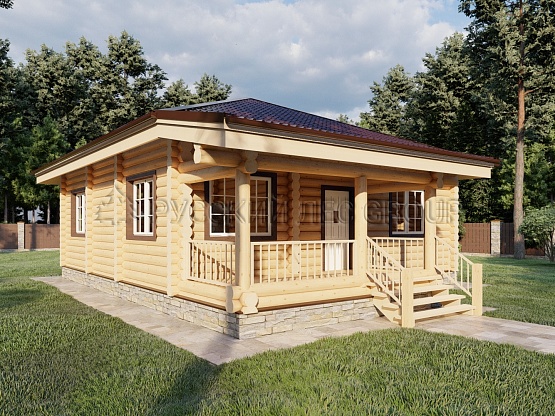 Дом из бревна проект АНДРЕАС 82,4м2 9,0х9,0